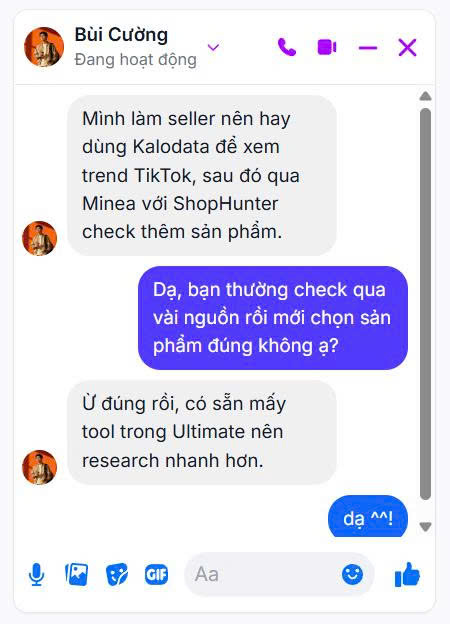 Phản hồi của khách hàng Bùi Cương về Tools Ngon