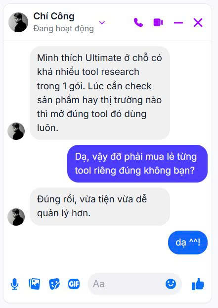 Phản hồi của khách hàng Chí Công về Tools Ngon